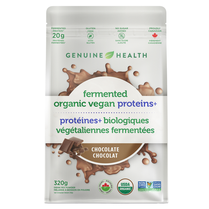 <B> NEW </B> fermented organic vegan proteins+ 320g | chocolate - 10 servings