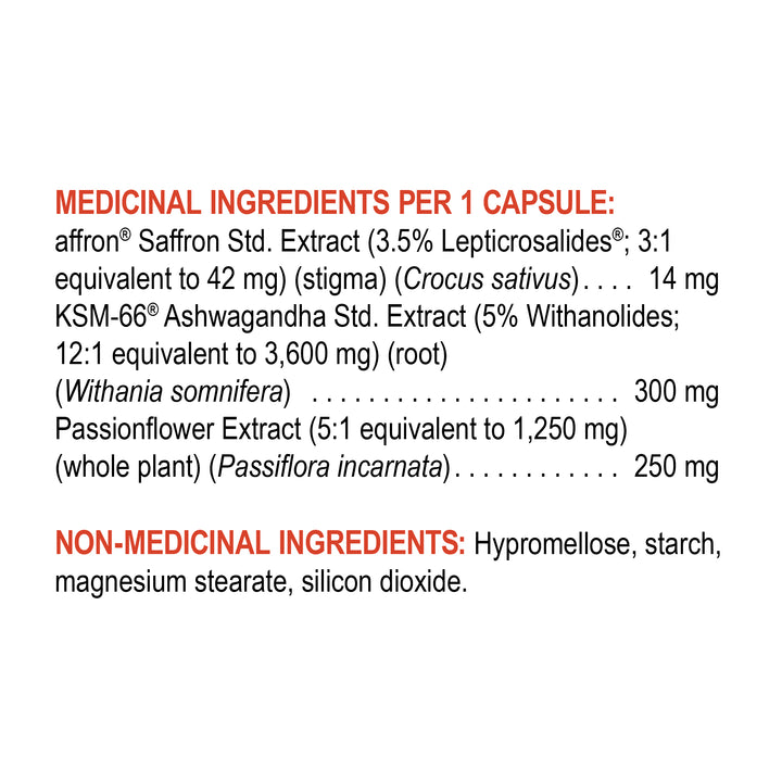 stress 60 capsules | saffron, ashwagandha, and passionflower