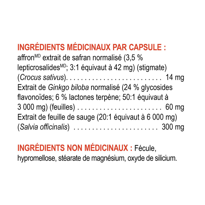memory 60 capsules | saffron, sage, and gingko biloba