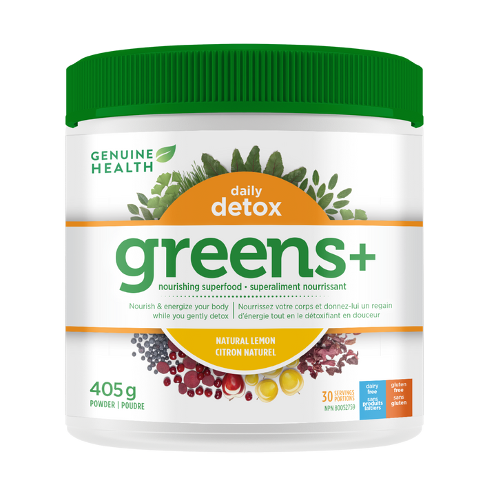 greens+ daily detox 405g | natural lemon - 30 servings