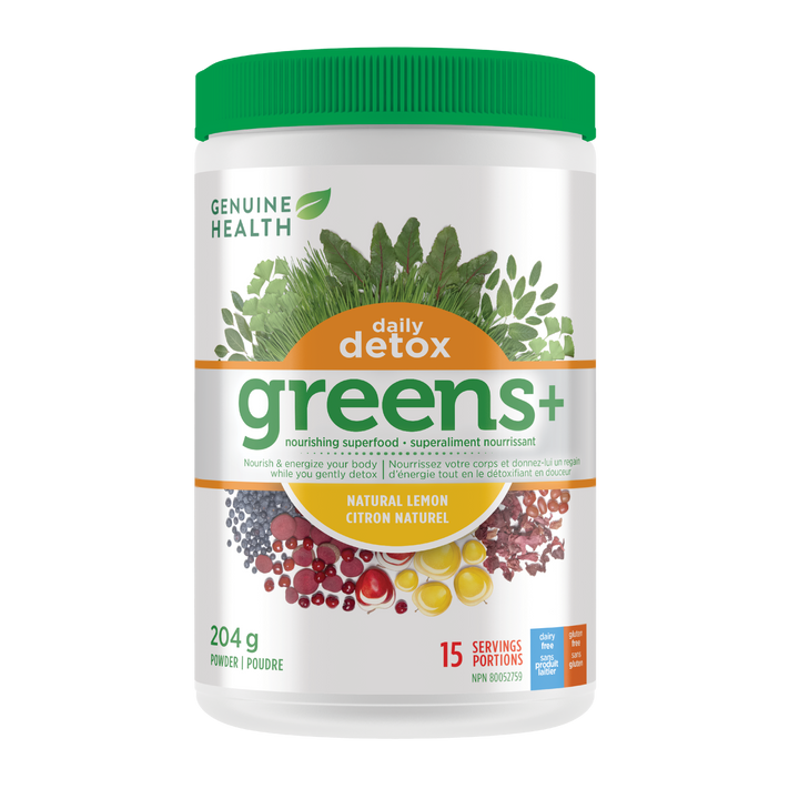 greens+ daily detox 204g | natural lemon - 15 servings