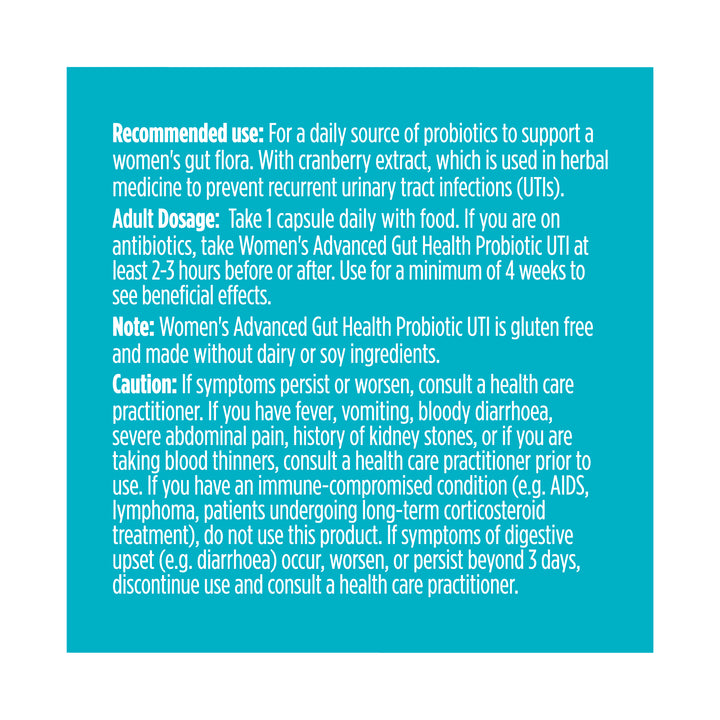 advanced gut health probiotic UTI | 50 billion - 30 capsules