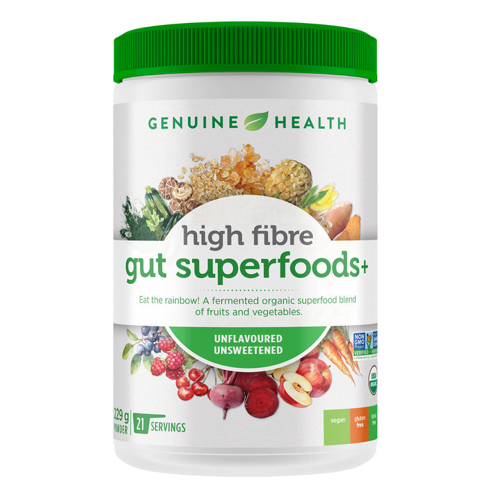 high fibre gut superfoods+ | unflavoured & unsweetened - 21 servings