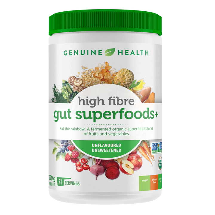 high fibre gut superfoods+ | unflavoured & unsweetened - 21 servings