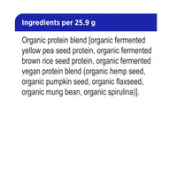 label Genuine Health fermented organic vegan proteins unflavoured and unsweetened ingreditents