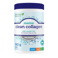 Front label image of Genuine Health marine clean collagen unflavoured 140g tub