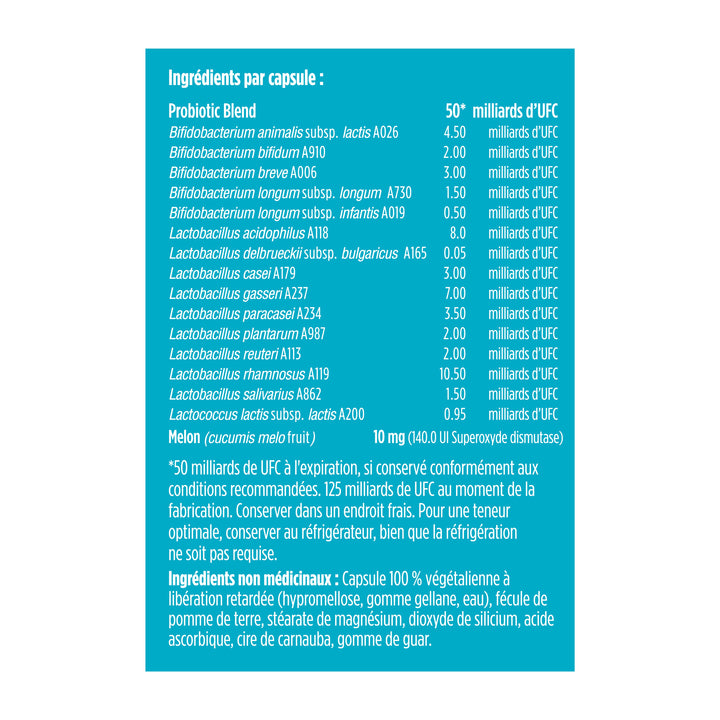 label Genuine Health's advanced gut health probiotic mood French ingredients