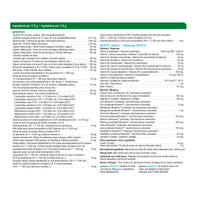 label Genuine Health greens+ multivitamin natural mixed fruit nutritional table
