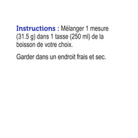 label Genuine Health fermented organic vegan proteins chocolate French instructions
