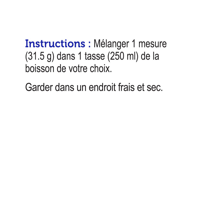 label Genuine Health fermented organic vegan proteins chocolate French instructions