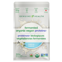 <B> NEW </B> fermented organic vegan proteins+ vanilla, 10 servings gusset bag