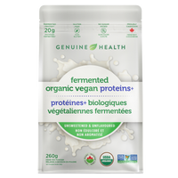 <b> NEW </B> fermented organic vegan proteins+ unflavoured unsweetened, stevia free, 10 servings gusset bag