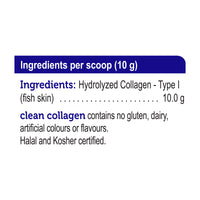 clean collagen marine unflavoured, stevia free, 40 servings