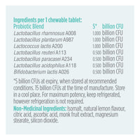 advanced gut health probiotic kids lemonade 5 billion, 30 chewable tablets