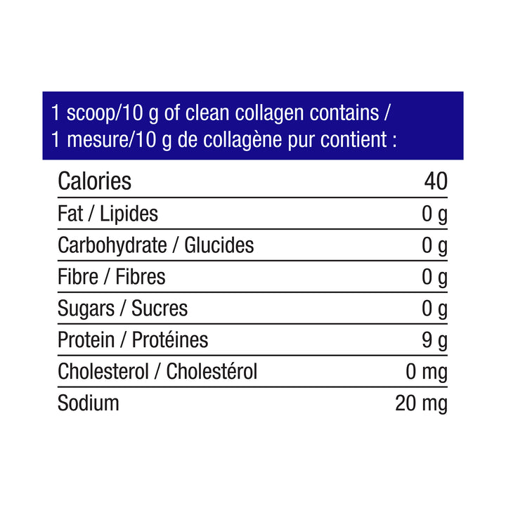 clean collagen bovine unflavoured, stevia free, 28 servings