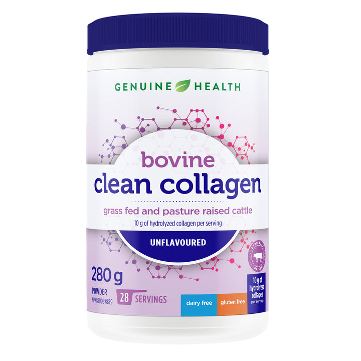 clean collagen bovine unflavoured, stevia free, 28 servings
