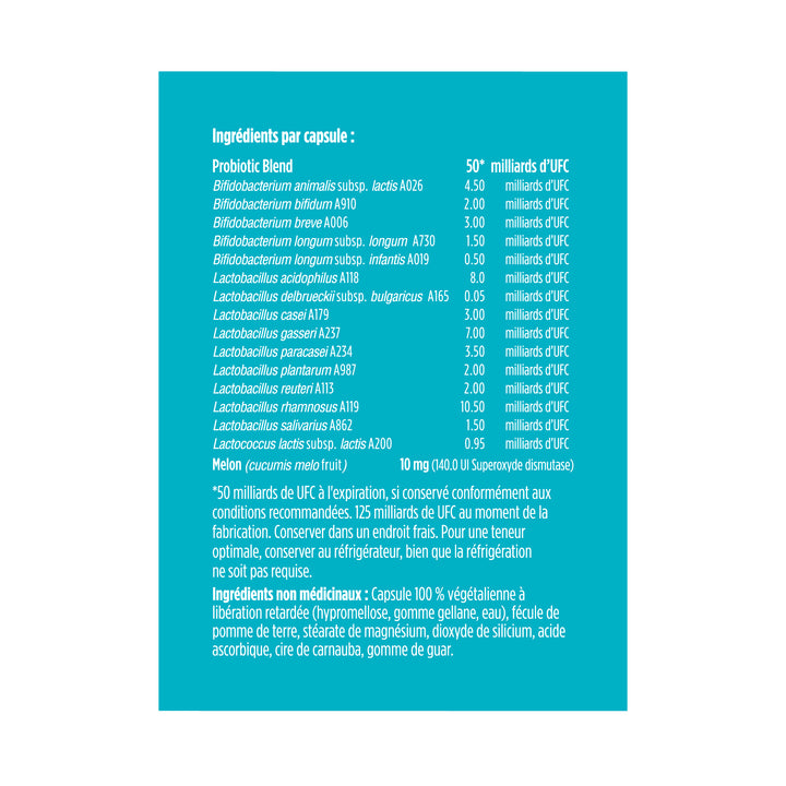 advanced gut health probiotic mood + melon extract 50 billion, 30 capsules