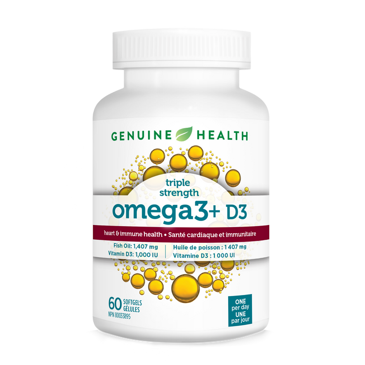 omega3+ triple strength + D3, 60 softgels