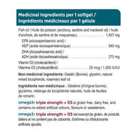 omega3+ triple strength + D3, 60 softgels